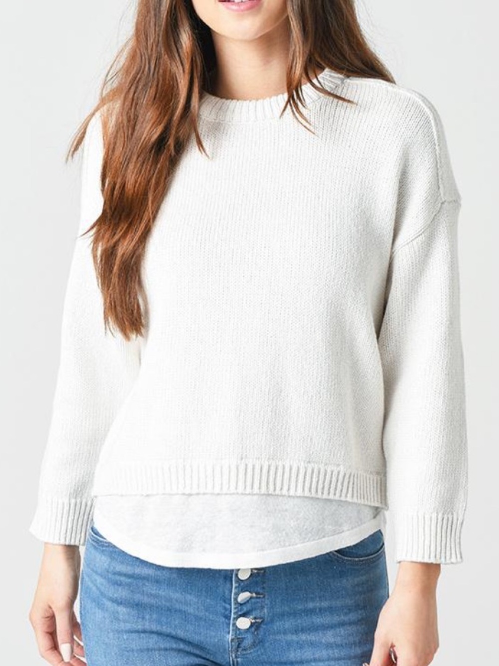 Brochu Walker The Corbin Looker Pullover Layered Crew Neck Sweater